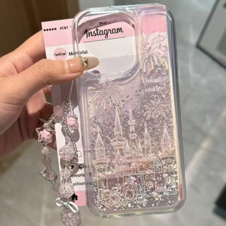  Giáng Sinh Nữ Tính Hồng Lâu Đài Hoa Tuyết Lấp Lánh Tuyết Lỏng Quicksand Ốp lưng Tương Thích Cho IPhone 16 15 14 13 12 11 Pro Max Plus Trong Suốt Cứng Acrylic ốp Lưng 