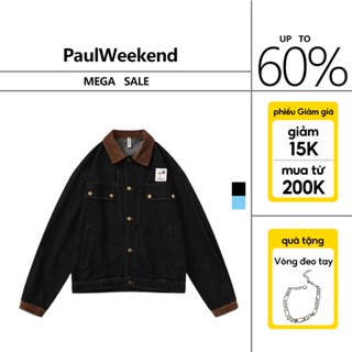 Áo khoác Denim PaulWeekend giản dị Retro Mới