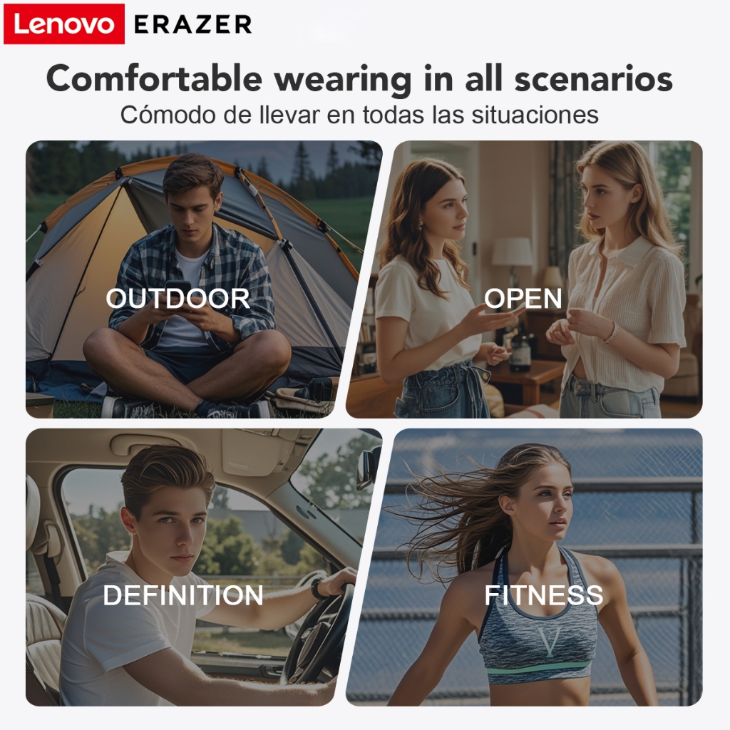 Lenovo ERAZER XT66 PRO Tai Nghe Phiên Dịch Al tai nghe Bluetooth 5.4 Dịch thuật thông minh theo thời gian thực  Tai nghe không dây màn hình cảm ứng LED Tai nghe kinh doanh có Mic chống nước IPX5 | BigBuy360 - bigbuy360.vn