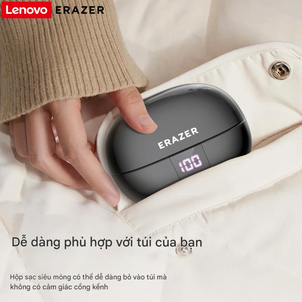 Lenovo ERAZER XT66 PRO Al Tai nghe không dây dịch thời gian thực thông minh Bluetooth 5.4 SLEEP ASMR có màn hình cảm ứng LED Tai nghe kinh doanh có Mic chống nước IPX5 | BigBuy360 - bigbuy360.vn