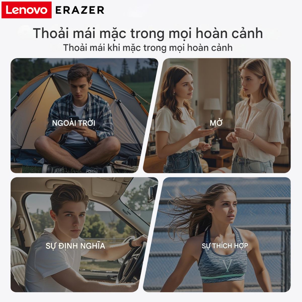 Lenovo ERAZER XT66 PRO Al Tai nghe không dây dịch thời gian thực thông minh Bluetooth 5.4 SLEEP ASMR có màn hình cảm ứng LED Tai nghe kinh doanh có Mic chống nước IPX5 | BigBuy360 - bigbuy360.vn