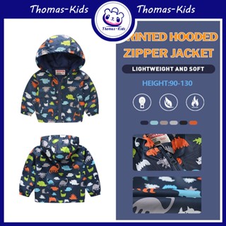 [THOMAS KIDS] Trẻ em khủng long hoodie jacket thời trang in mẫu áo mùa đông cho bé trai 2-7 tuổi
