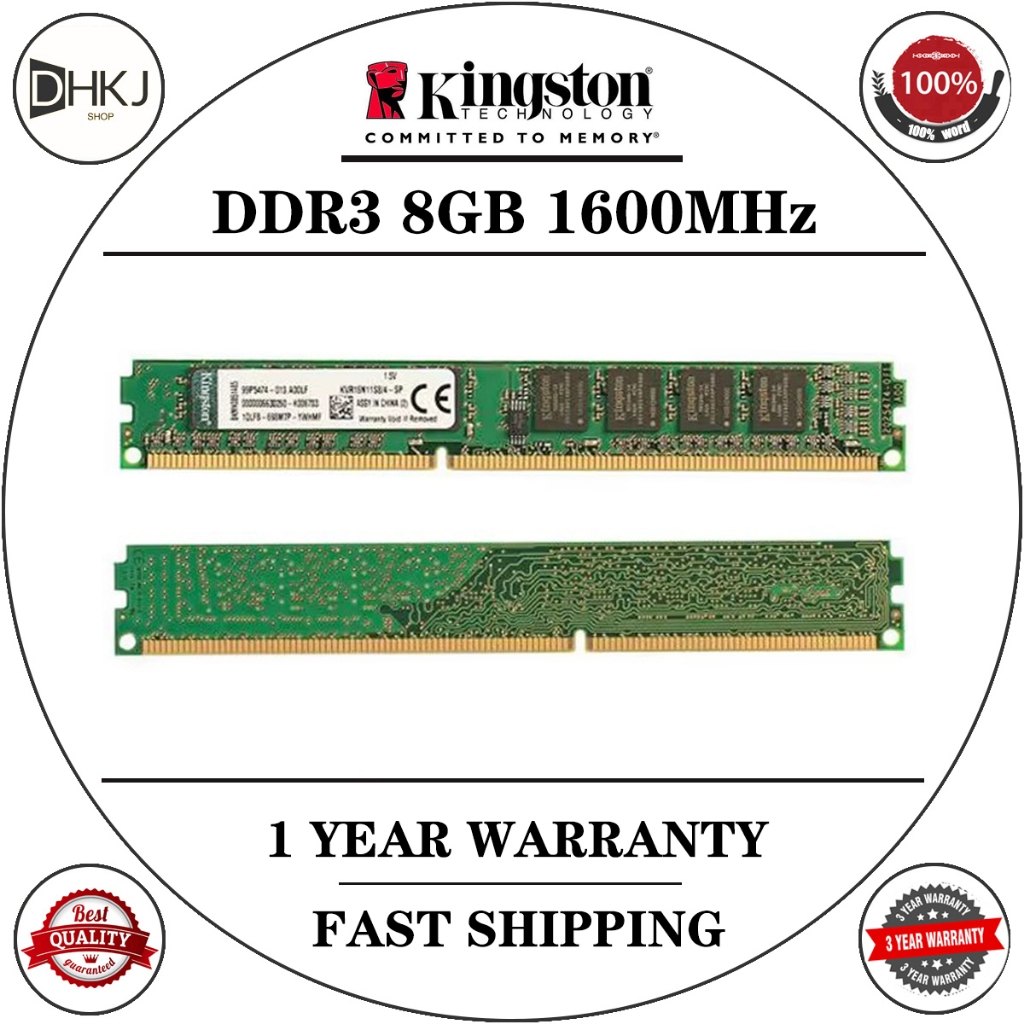 Kingston RAM DDR3 8Gb1333 MHz 1600 MHz PC3-10600 PC3-12800 cho máy tính để bàn