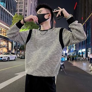  Mùa Xuân Thu Dài Tay Cổ Tròn Dạo Phố Áo Nam 2024 Lười Phong Cách Xù Đẹp Trai Đáy Áo Sơ Mi Nam m-3xl 