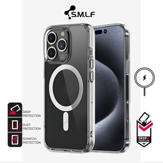 Ốp từ tính trong suốt SMLF cho iPhone 16 Pro Max 15 14 13 12 Pro Max 15 14 Plus TPU TPU Mềm + PC Cứng vỏ điện thoại Shockproof Slim Phone Case Cover