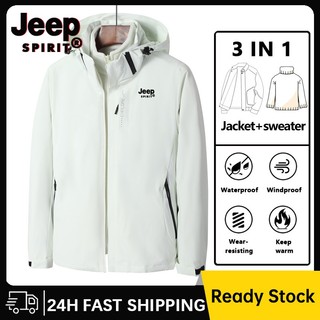  Jeep SPIRIT Mùa Đông Chống Gió Chống Thấm Nước Nam Nữ Áo Khoác 1 + 1 Bộ Áo Khoác 3 Trong 1 Đa Năng Thể Thao Ngoài Trời Đi Bộ Đường Dài Áo Khoác 