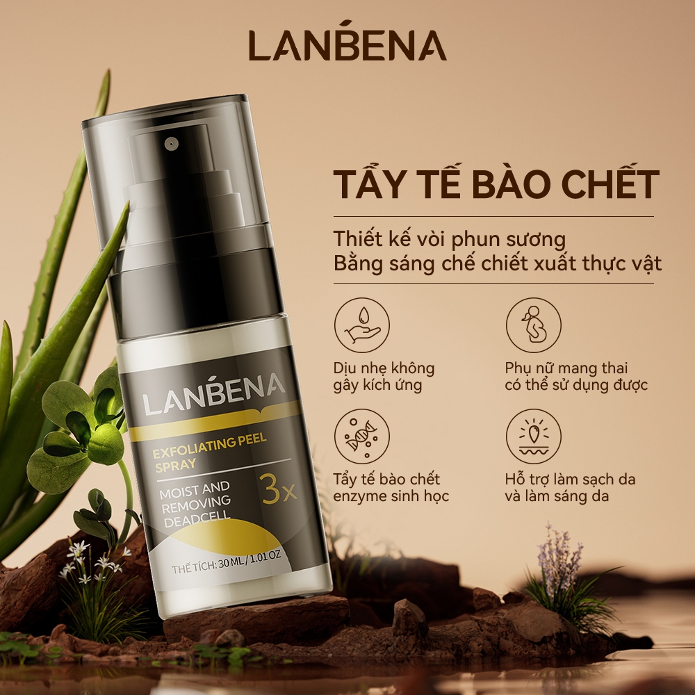 LANBENAXịt Tẩy Tế Bào Chết Mặt  (30ml) - Làm Sạch Sâu , Cải Thiện Làn Da Thô Ráp , Tiết Dầu, Giảm Mụn tẩy da chết Skincare