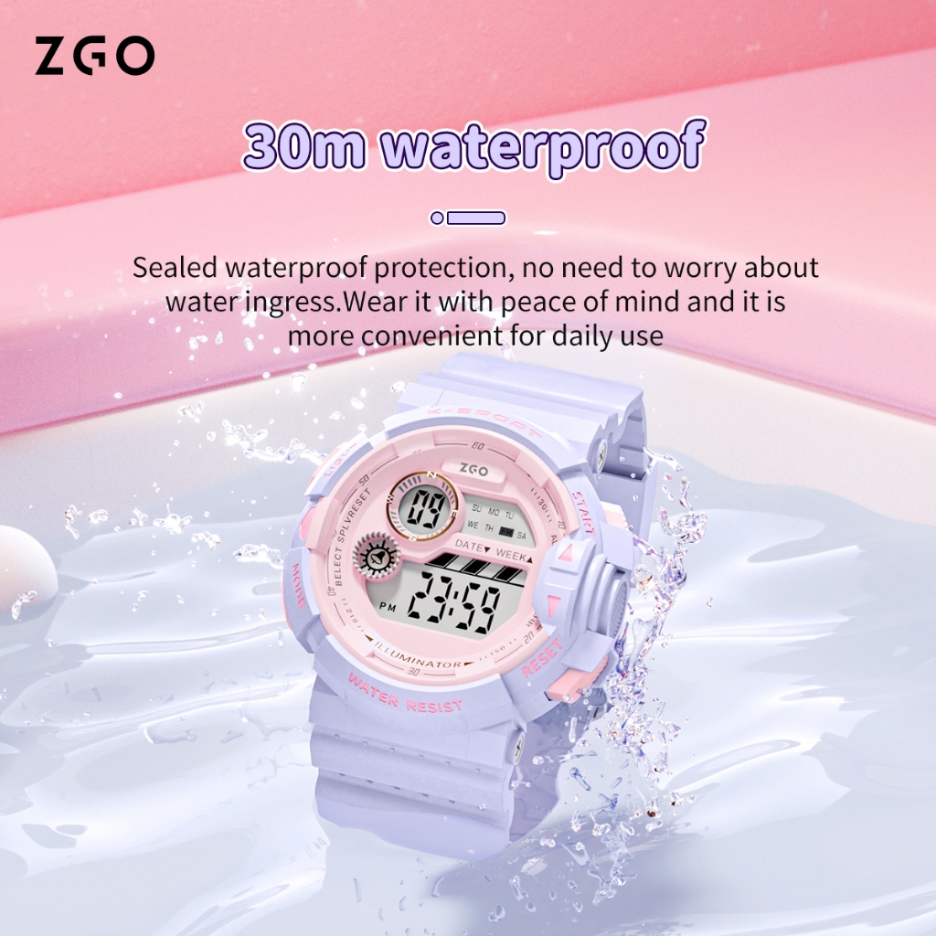 đồng hồ bé gái ZGO chống nước báo thức Chống rơi,không mỏi tay khi đeoTrọng lượng chỉ 40g đồng hồ trẻ em 821
