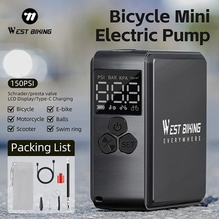 WEST BIKING Máy Bơm Xe Đạp Điện 100PSI Máy Nén Khí Mạnh Mẽ Máy Bơm Hơi Sạc MTB Xe Đạp Đường Bộ Di Động Nhỏ Xe Đạp Bơm