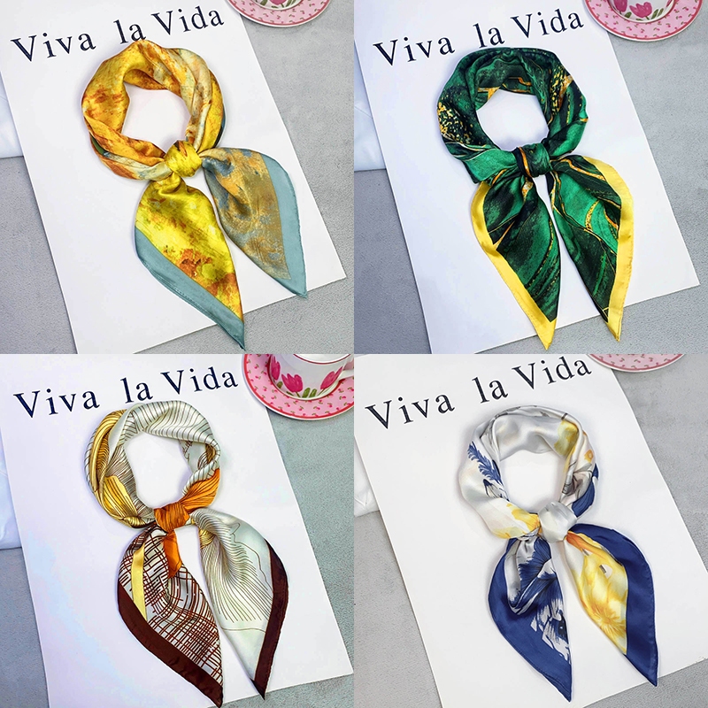 Khăn lụa vuông choàng cổ 70 * 70cm đa chức năng Trang trí thời trang Khăn quàng cổ vuông A108