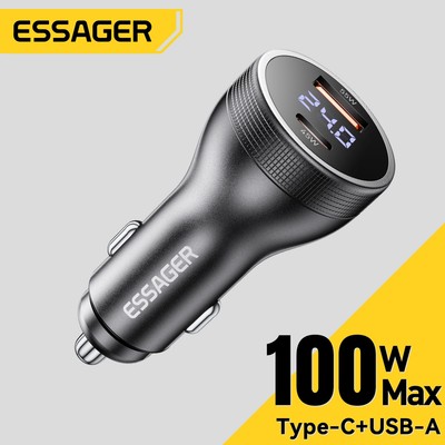 Essager Sạc Nhanh Xe Hơi Sạc 73W Dual USB A & 100W Type-C + USB A Cổng Sạc Điện Thoại Ô Tô