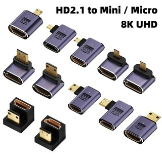 Bộ chuyển đổi tương thích HDMI 90 270 độ Bộ chuyển đổi nam sang nữ Đầu nối HD 8K Bộ mở rộng tương thích HDMI Mini / Micro