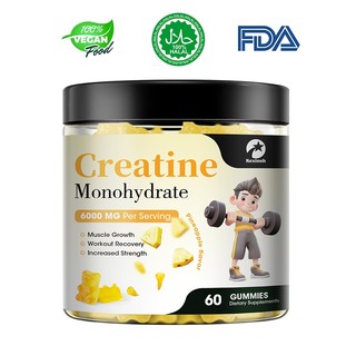  Kẹo dẻo Monohydrate Creatine dành cho nam và nữ Bổ sung Monohydrate không đường với Magiê & Kẽm & B12 dành cho xây dựng cơ bắp & Sức mạnh Năng lượng Suppor tập luyện trước 