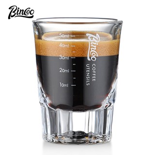 Bincoo Cốc đo thủy tinh chịu nhiệt Cốc chiết xuất cà phê Ý Ounce Cup Cà phê Sữa 50ML