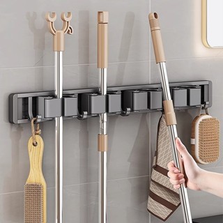 GuanChuang Kẹp lau nhà treo tường có móc, Kẹp cây lau nhà có thể tháo rời,Đa chức năng giá phòng tắm