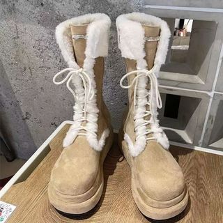 Giày Bốt martin Lót Lông Cừu cotton Dày Dặn Giữ Ấm Thời Trang Thu Đông Phong Cách Hàn Quốc 2023 Cho Nữ