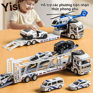  xe container đồ chơi xe tải đồ chơi to Hợp Kim Xe Cảnh Sát Xe Tải Lớn Xe Tải Hai Lớp Vận Chuyển Trailer Đồ Chơi Trẻ Em Bé Trai Cứu Hộ Xe Tay Ga Xe Mô Hình 