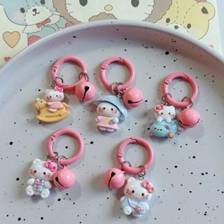 ✨✨Y2k Hồng Thiên Đường KT Mèo Móc Khóa Hoạt Hình Chuông Hello Kitty Mặt Dây Chuyền Bé Gái Đi Học Phụ Kiện Bạn Gái