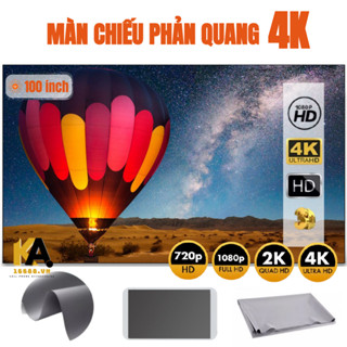 Màn chiếu phản quang 4K treo tường dán tường gấp gọn tăng độ sáng và sắc nét hình ảnh 100 inch