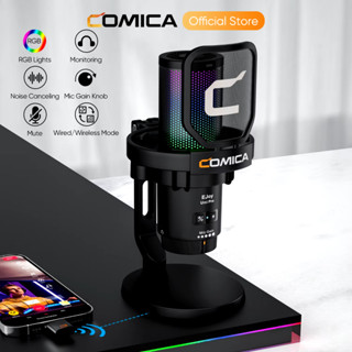  Micro không dây COMICA EJoy Uni Pro Micro USB có Card âm thanh tích hợp cho máy tính và điện thoại thông minh Mic chơi game bình ngưng Cardioid RGB để phát thanh phát trực tuyến ghi âm 
