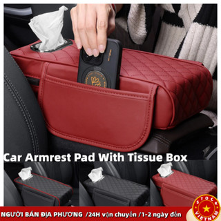 Da PU Đệm tựa tay ô tô kèm hộp khăn giấy Túi Bảo Quản Đa Năng Tay Miếng Lót Di Động Tay Xe Túi đựng điện thoại di động lót tay ô tô