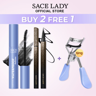 Set SACE LADY Bút Kẻ Mắt Mascara Và Dụng Cụ Kẹp Bấm Cong Lông Mi Chống Thấm Nước Lâu Trôi Làm Dẹp