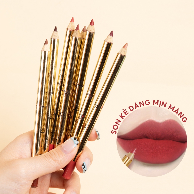 Set 8 chì kẻ viền môi IMAGIC màu lì tự nhiên kháng nước lâu trôi chuyên nghiệp