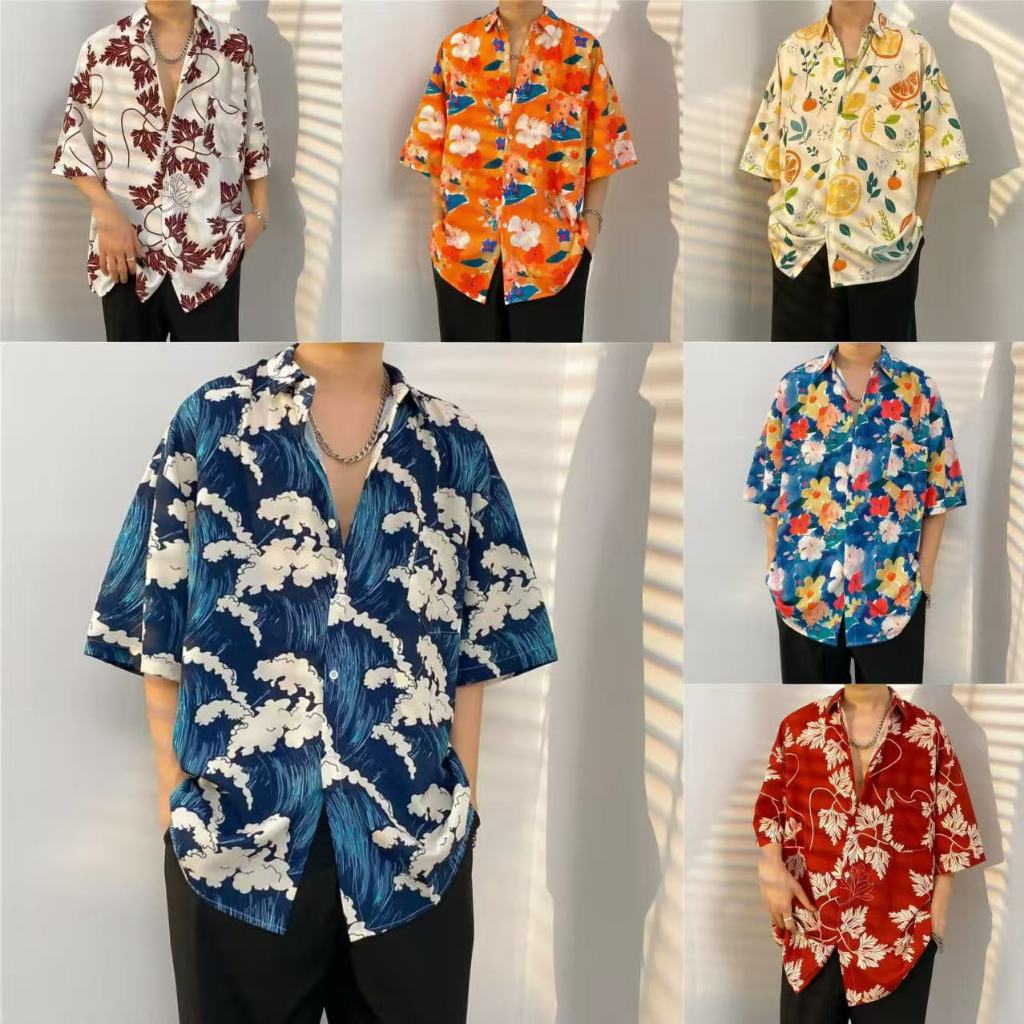 M-3XL Nam Retro Hoa Hawaii Áo Sơ Mi Nam Tay Ngắn M-3XL 100 Loại 2