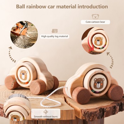 Đồ chơi Montessori Đi bộ bằng gỗ Kéo xe cút kít Đồ chơi Hình dạng nhận dạng cảm ứng đồ chơi giáo dục Quà tặng Giáng sinh