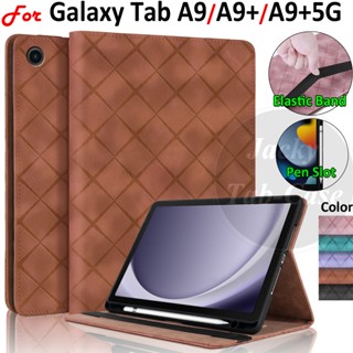 Dành Cho Samsung Galaxy Tab A9 A9 + WiFi LTE Thời Trang Thanh Lịch Kim Cương Da Đứng 5G 11 "SM-X216B SM-X210 SM-X215 4G 8.7" SM-X110 SM-X115 Flip Cover Có Khe Cắm Thẻ Khe Cắm Bút