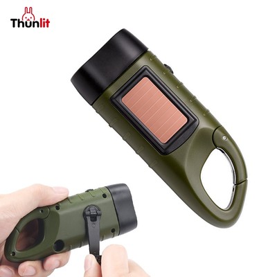 Đèn pin quay tay Thulit với bảng điều khiển năng lượng mặt trời và kẹp nhỏ di động chống nước năng lượng mặt trời quay Đèn pin dự trữ khẩn cấp thảm họa