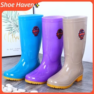 Shoe Haven ✨ Ủng đi mưa cổ cao nữ, ủng cao su cổ trung dành cho nam, chống trơn trượt, chống mài mòn khi làm việc bếp núc,