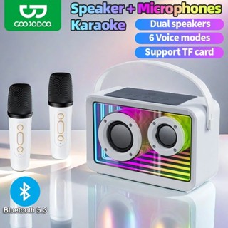 [Bảo hành một năm] GOOJODOQ Loa Bluetooth AB4082 mới 2Mic Bộ loa karaoke Gương nhiều lớp Đèn LED KTV Loa di động ngoài trời không dây