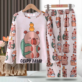 Quần áo dài tay cổ tròn dành cho tuổi Teen LABU Capybara Bé trai hoặc Bé gái Nightie cho 10 - 11 tuổi