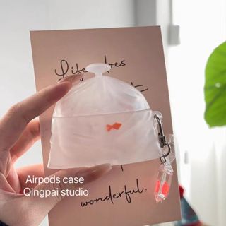 3d Sáng Tạo Ốp Lưng Apple Airpods 1 2 3 4 pro 2 Silicon Mềm Trong Suốt Thiết Kế Túi Cá Vàng Không Dây Bluetooth Hộp Bảo Quản Tai Nghe Cho Airpods pro Có Móc Kim Loại