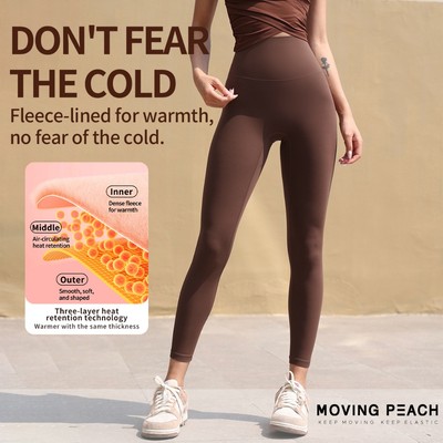 MOVING PEACH Quần Legging Thể Thao Bằng Lông Cừu Giữ Ấm Thoáng Khí Cho Nữ