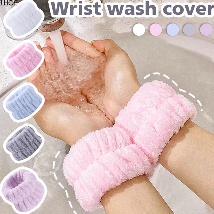 🍑peach🍑 Băng đô tay rửa mặt đa năng chống ướt áo ướt sàn, bông đeo cổ tay tẩy trang thấm hút nước