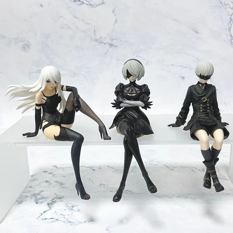Trò chơi NieR Automata Tượng 2B 9S Tư thế ngồi đồ chơi mô hình pvc