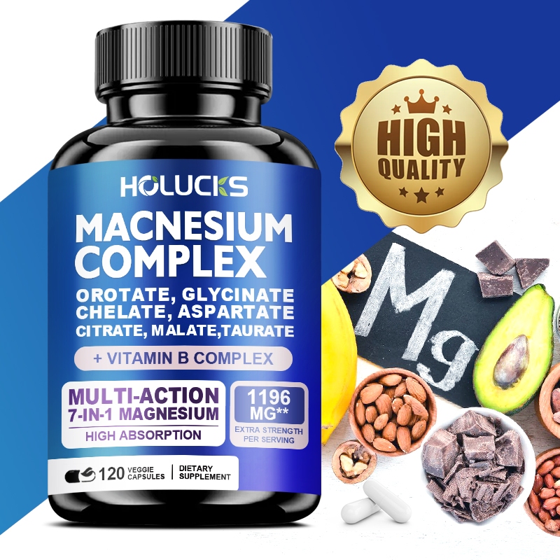 Magiê Complex 1000MG Bổ sung, Magiê Glycinate, Malate, Taurate & Citrate, với Vitamin C, E, B1, B2, 