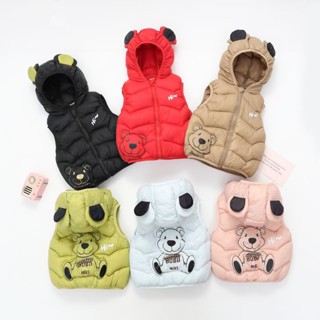 Trẻ Sơ Sinh Thu Đông Áo Vest Bé Trai Bé Gái Mặc Bên Ngoài Có Mũ Trùm Đầu Áo Vest Chống Lạnh Ấm Áp#2358