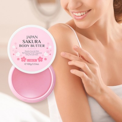 Laikou Sakura Body Butter Dưỡng Ẩm Sâu Sửa Chữa Da Rào Chắn Tăng Cường Độ Đàn Hồi Làm Săn Chắc Kem Toàn Thân 100g