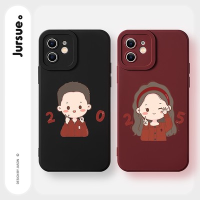 Ốp lưng JURSUE cặp đôi dễ thương đẹp nam nữ mềm cho iPhone 17 16 15 14 13 12 11 Pro Max SE 2020 X XR XS ip 8 7 Plus kute H5291