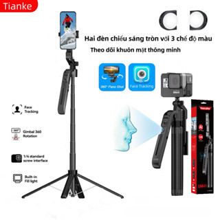 Tiankeplus Selfie Stick với Bộ ổn định Tự động Theo dõi khuôn mặt 360 độ Kẹp điện thoại có thể tháo rời Không dây Selfie Stick Tripod Bộ ổn định Gimbal cầm tay