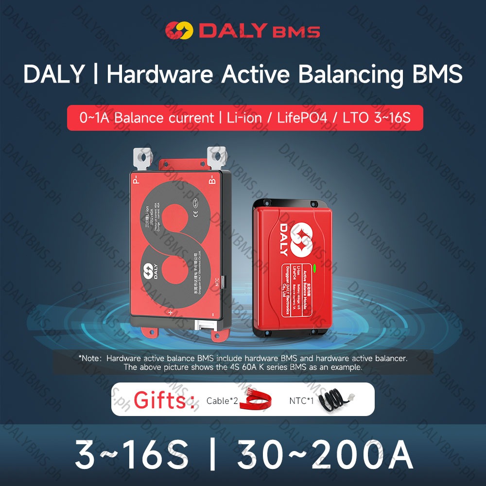 Daly Hardware BMS + Hardware Active Balancer 1A Current 4S 8S 40A 60A 100A LiFePO4