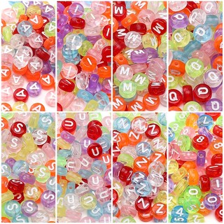  100 Chiếc 4X7mm A-Z Tiếng Anh Chữ Hạt Tròn Chữ Cái Bảng Chữ Cái Hạt Acrylic Trong Suốt Nhiều Màu Sắc Số Hạt DIY Trang Sức Làm Vòng Tay Phụ Kiện Vòng Cổ 