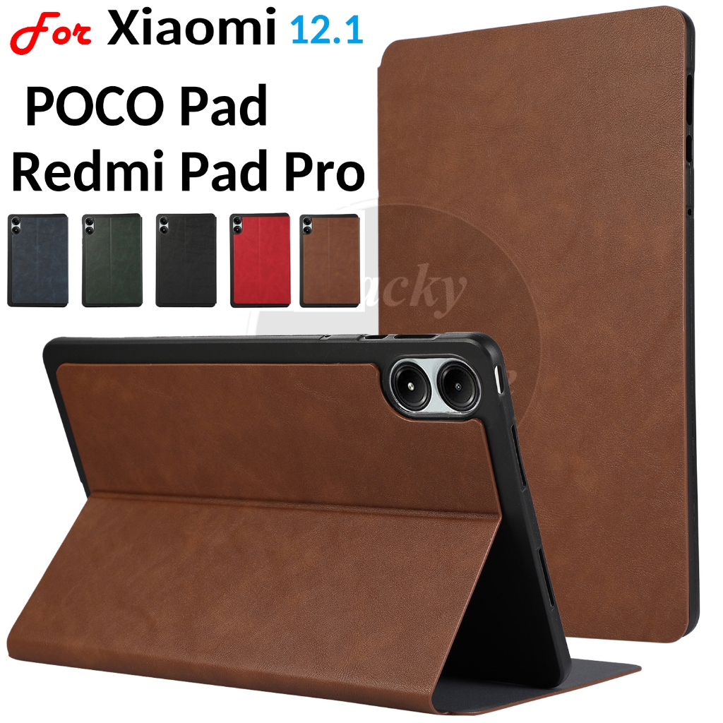 Dành Cho Xiaomi POCO Pad 12.1 "2024 Redmi Pad Pro 12.1-inch 5G Thời Trang Kinh Doanh Da PU Flip Stan