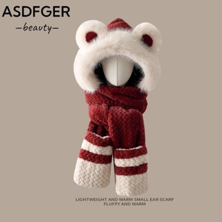 Mũ Len Tai Gấu ấm áp dễ thương, tích hợp găng tay và khăn quàng cổ dành cho Nữ