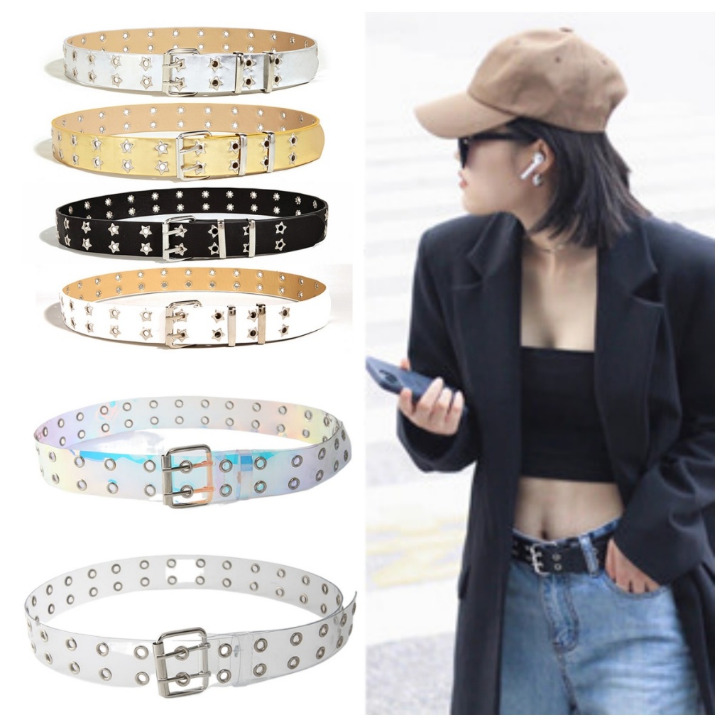 Vàng Thời Trang Nam Nữ Phong Cách Punk Dây Xích Dây Có Thể Điều Chỉnh Ngôi Sao Rỗng Đôi Ngực Khóa Kim Loại Da Quần Jean Dây Thắt Lưng VN