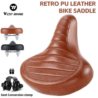 WEST BIKING MTB Mùa Xuân Yên Xe Đạp Rộng Thoải Mái Ghế Xe Đạp Da Retro Nâu Yên Mềm Chống Sốc Yên Xe