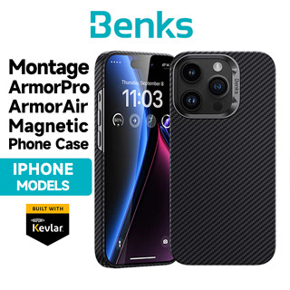 [Hàng có sẵn] Hộp đựng Benks Montage ArmorPro được xây dựng với Kevlar® 600d Cho iPhone 14 15 16 Pro Max 16 Plus Vỏ Điện Thoại Từ Tính Sợi Aramid Chống Sốc Vỏ Bảo Vệ Siêu Mỏng